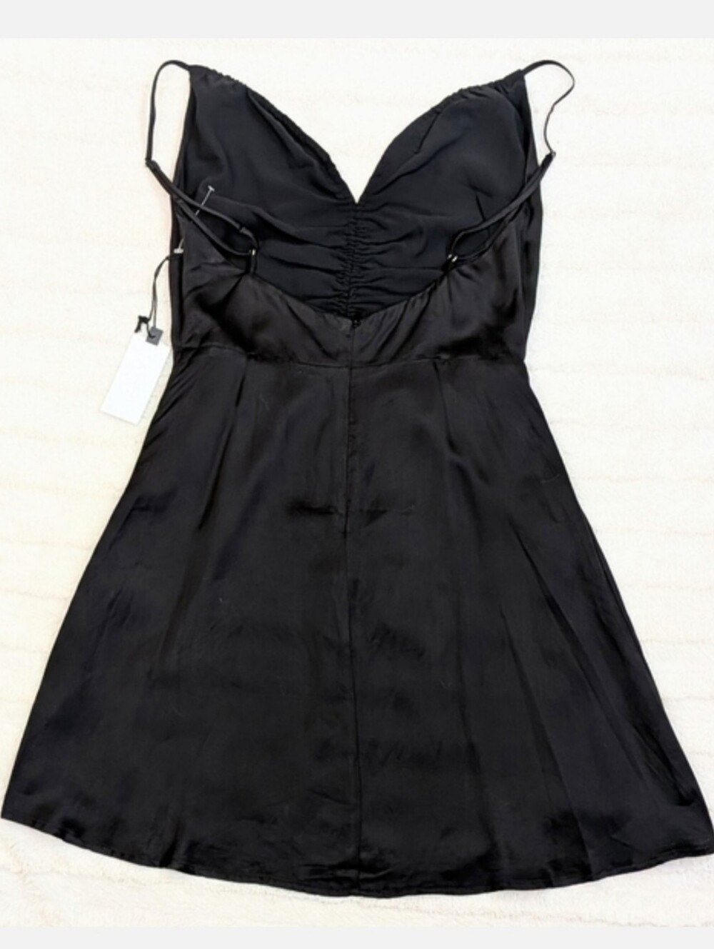 ASTR The Label Peony Black Ruched Satin Mini-Dress NWT - Picture 12 of 16